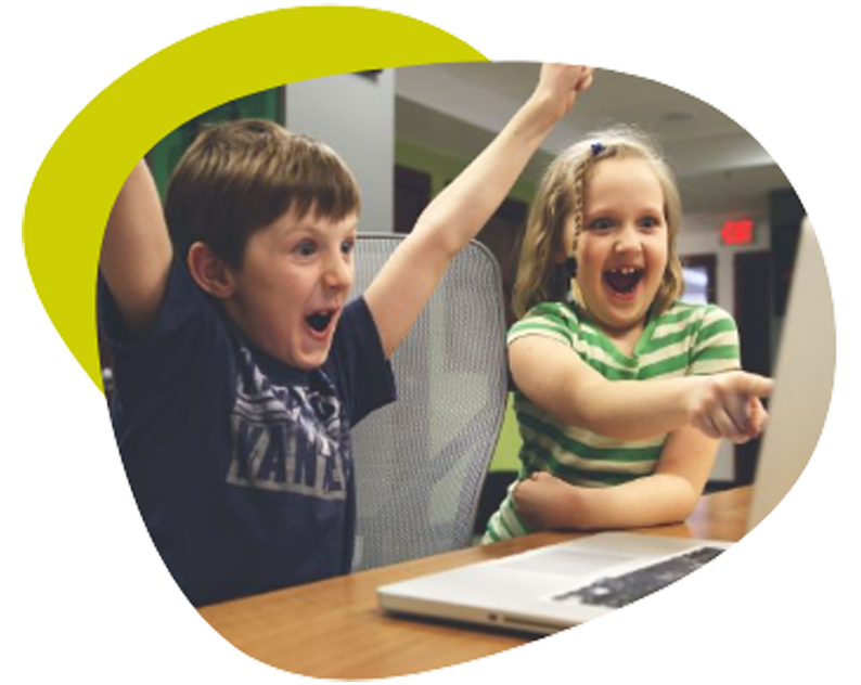 Happy children online live computing classes with ComputerXplorers
